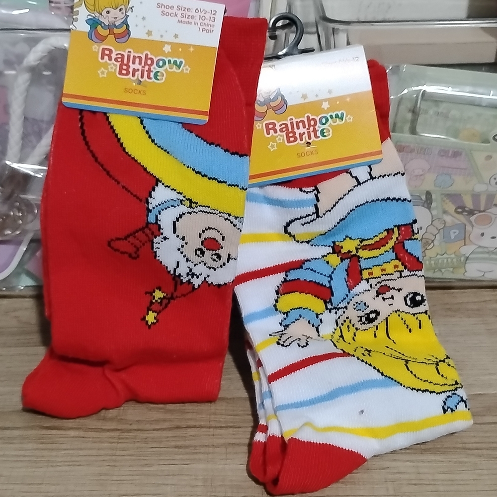 Rainbow Bright Red and Striped Socks